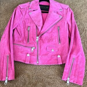Bagatelle Hot Pink Leather Jacket with Silver Accents